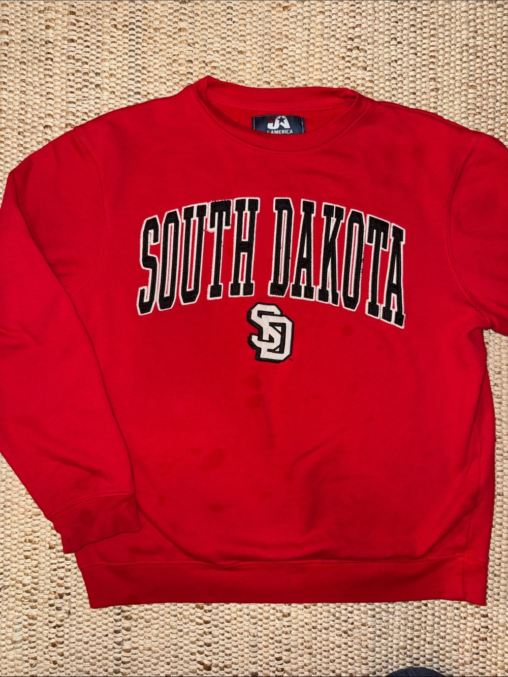 Vintage J America Red South Dakota Embroidered Crewneck Sweatshirt USD